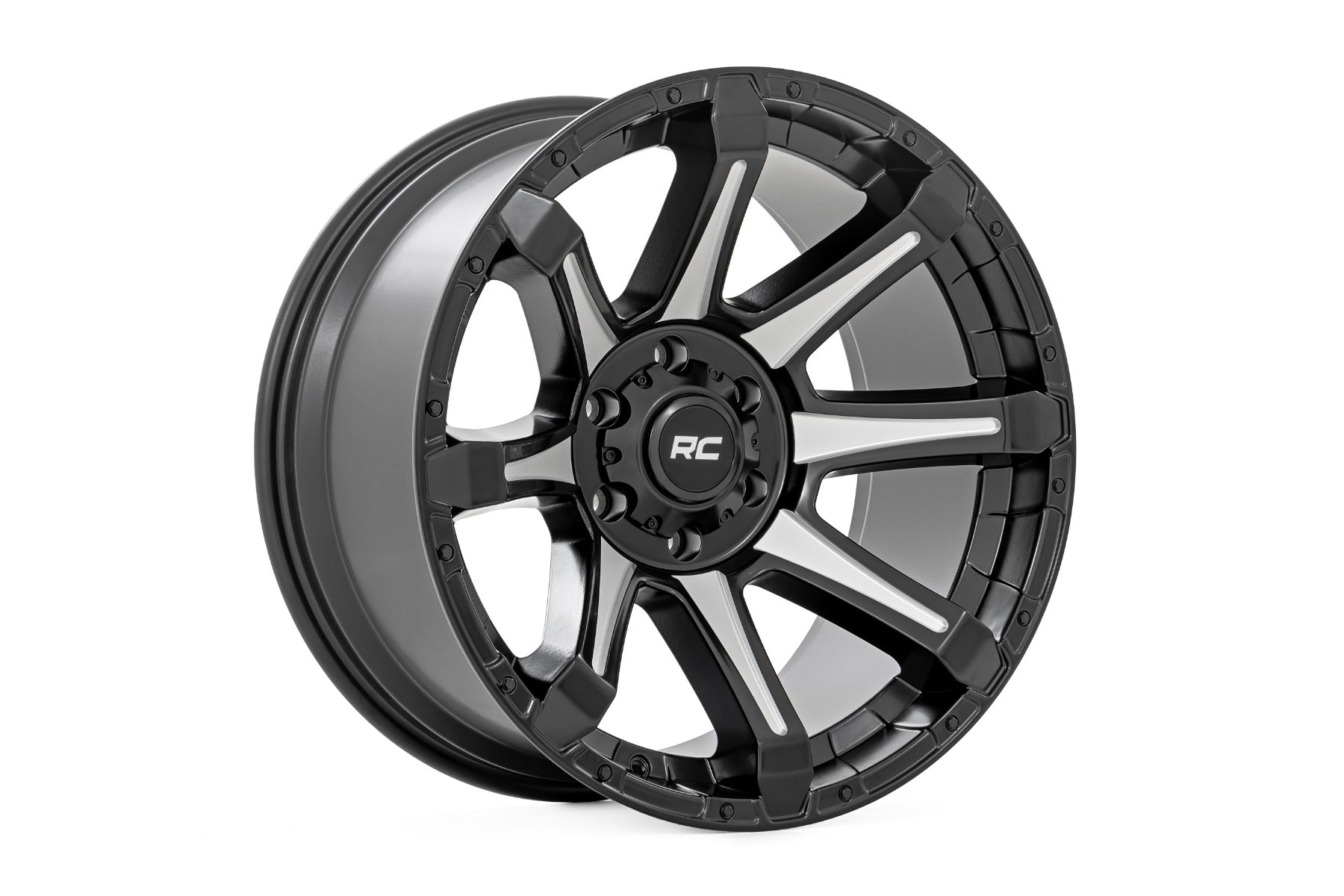 Rough Country 81 Series Wheel | One-Piece | Semi Gloss Black w/machined spokes | 20x9 | 5x150 | +18m by Rough Country
