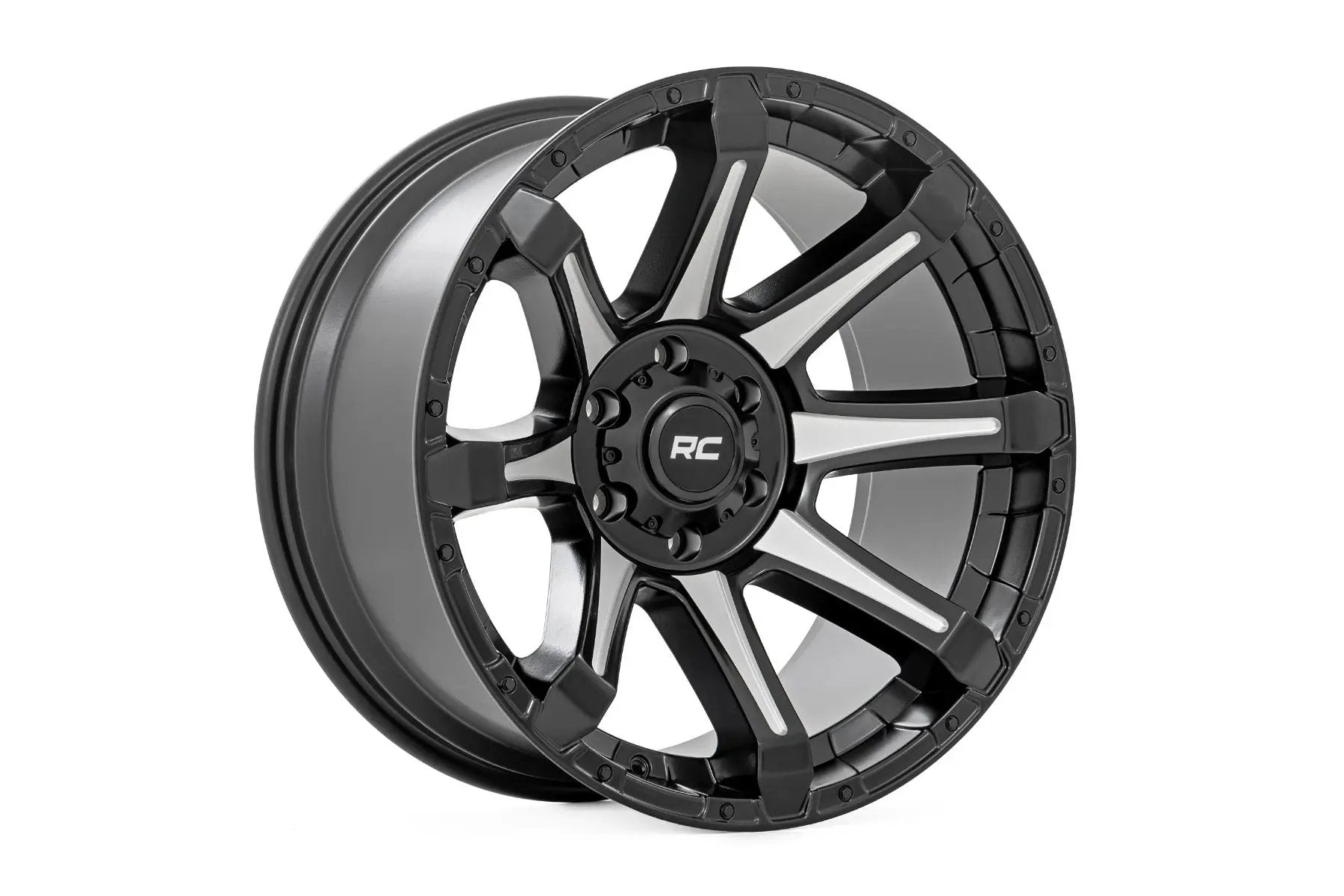 Rough Country 81 Series Wheel | One-Piece | Semi Gloss Black w/machined spokes | 20x9 | 8x180 | 0mm by Rough Country