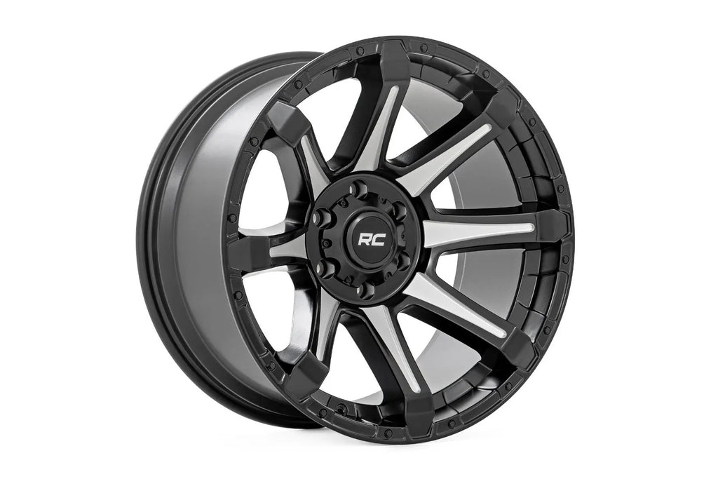 Rough Country 81 Series Wheel | One-Piece | Semi Gloss Black w/machined spokes | 20x9 | 8x180 | 0mm by Rough Country