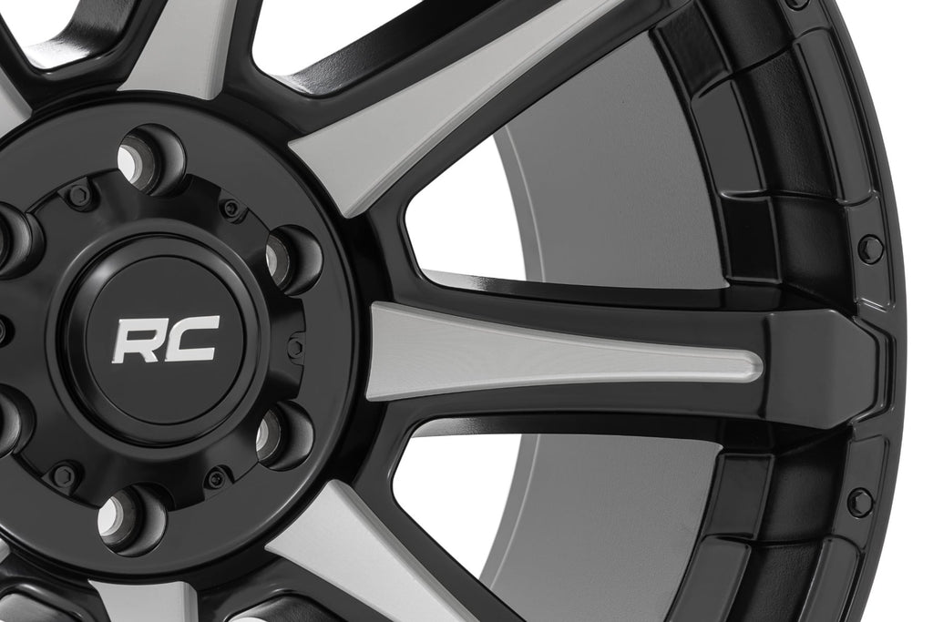 Rough Country 81 Series Wheel | One-Piece | Semi Gloss Black w/machined spokes | 20x10 | 6x5.5 | -19 by Rough Country