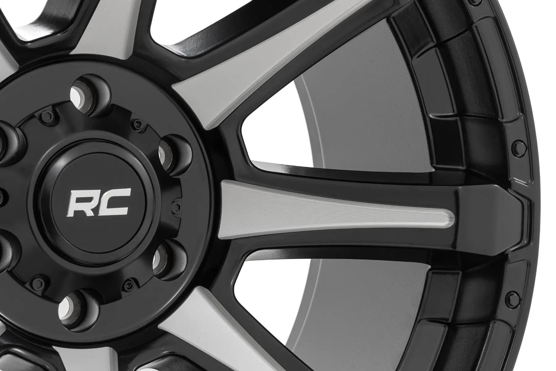 Rough Country 81 Series Wheel | One-Piece | Semi Gloss Black w/machined spokes | 20x9 | 8x180 | 0mm by Rough Country