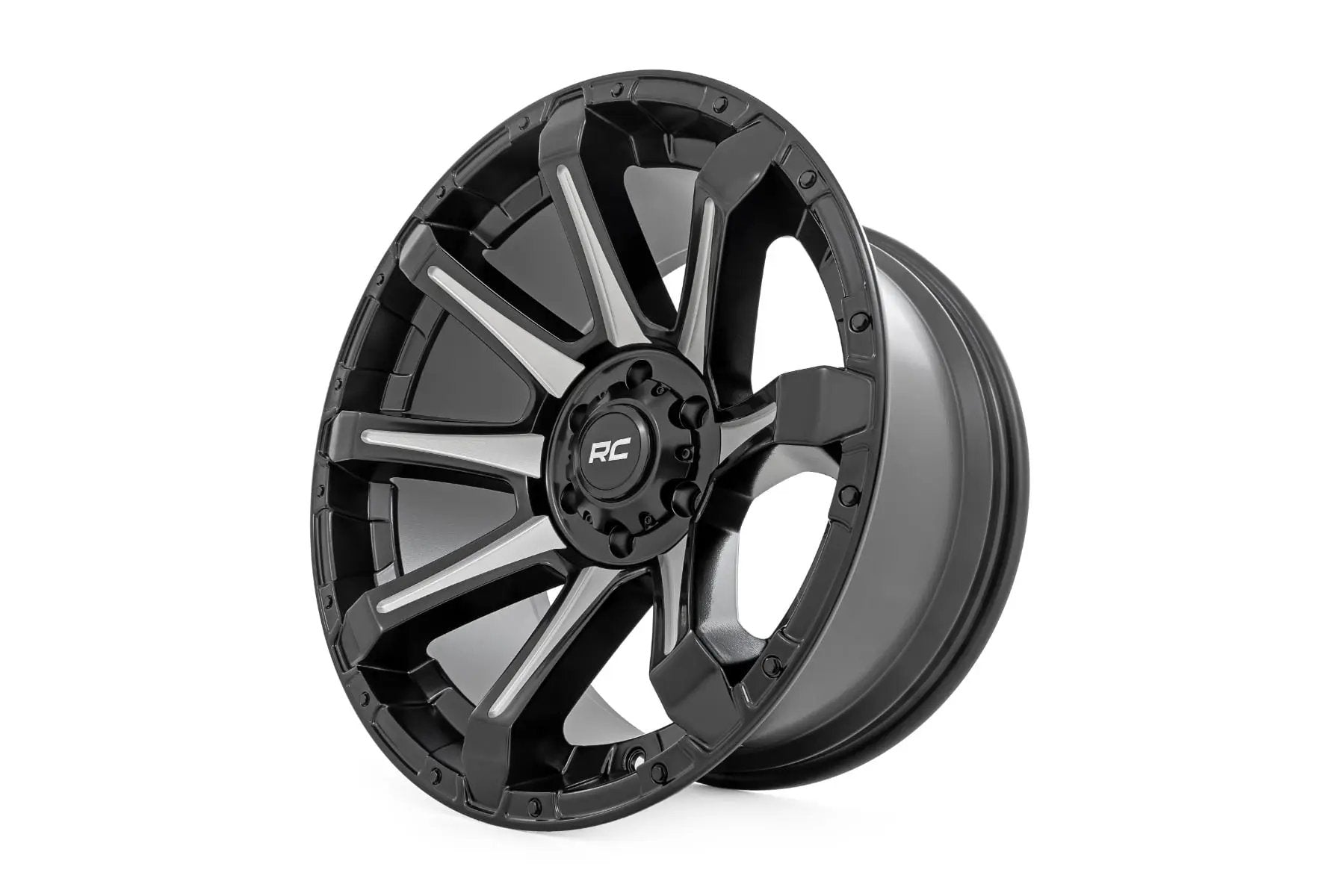 Rough Country 81 Series Wheel | One-Piece | Semi Gloss Black w/machined spokes | 20x9 | 5x5.5 | 0mm by Rough Country