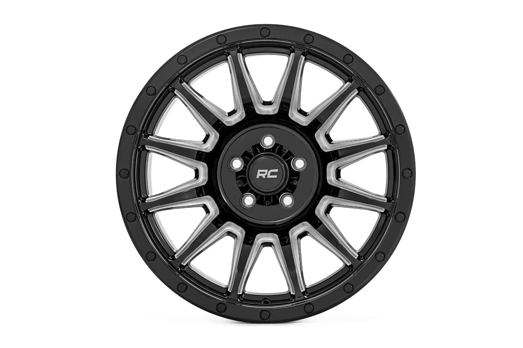 Rough Country 90 Series Wheel | One-Piece | Gloss Black w/machined spokes | 20x9 | 6x5.5 | 0mm by Rough Country