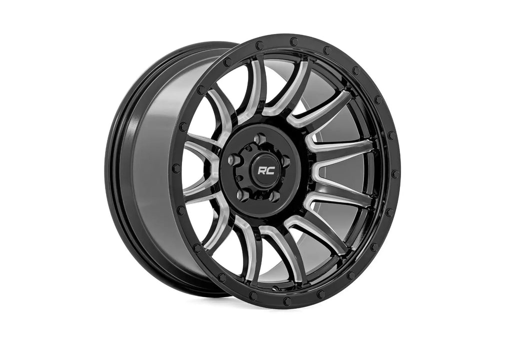 Rough Country 90 Series Wheel | One-Piece | Gloss Black w/machined spokes | 20x9 | 6x5.5 | 0mm by Rough Country