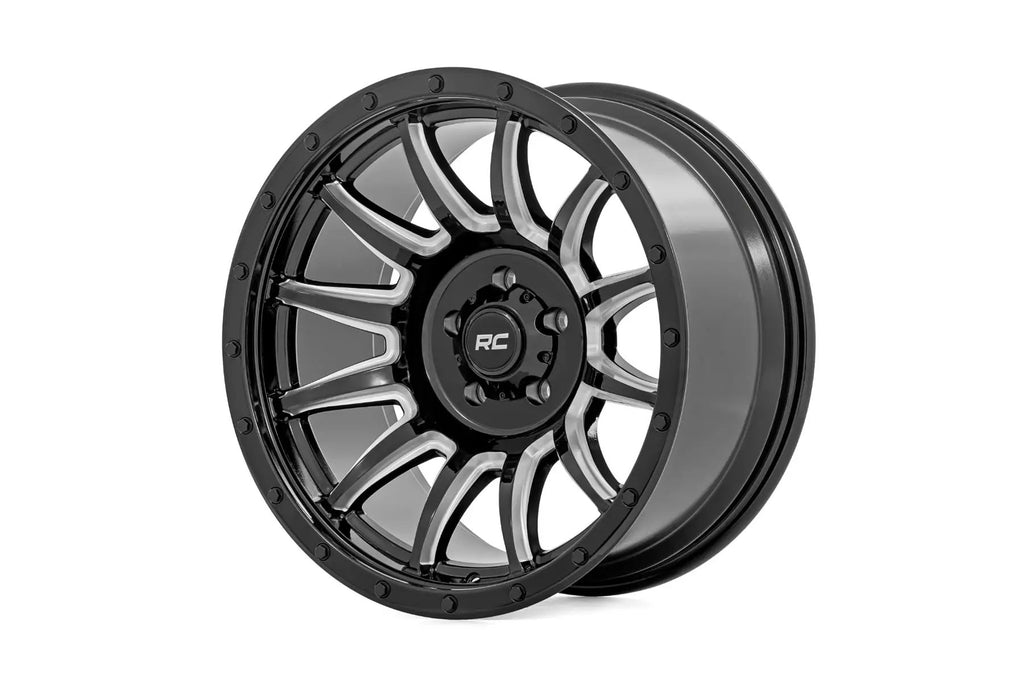 Rough Country 90 Series Wheel | One-Piece | Gloss Black w/machined spokes | 18x9 | 6x5.5 | 0mm by Rough Country