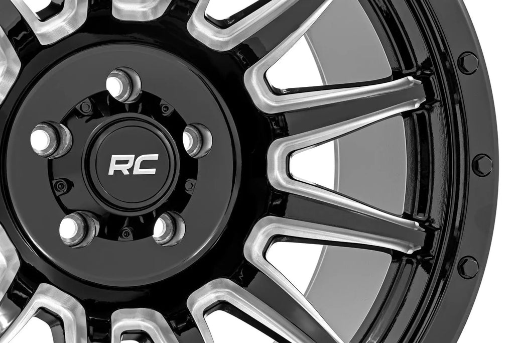 Rough Country 90 Series Wheel | One-Piece | Gloss Black w/machined spokes | 20x9 | 6x5.5 | 0mm by Rough Country