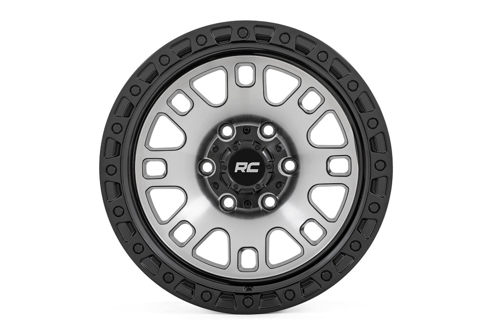 Rough Country 82 Series Wheel | One-Piece | Machined Semi Gloss Black | 17x9 | 6x5.5 | -12mm by Rough Country
