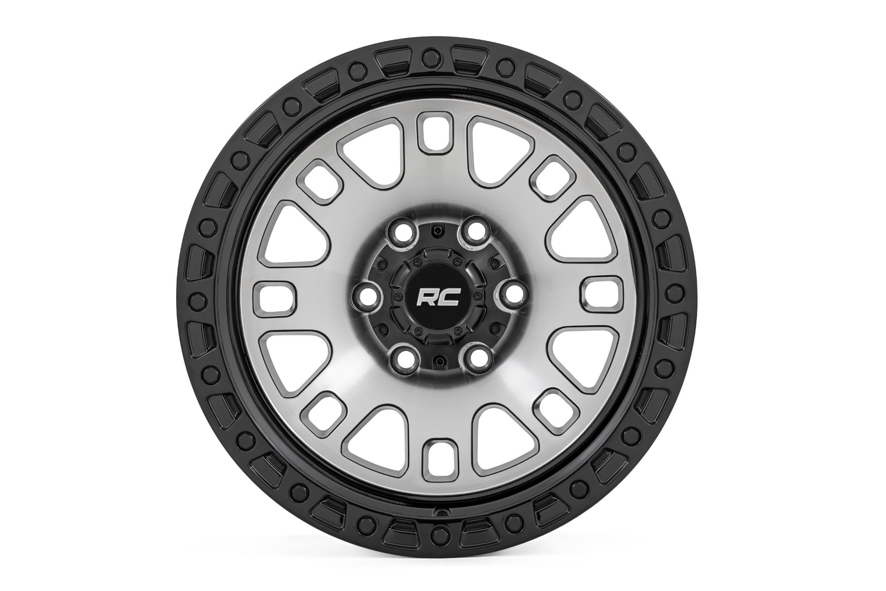 Rough Country 82 Series Wheel | One-Piece | Machined Semi Gloss Black | 17x9 | 5x5 | -12mm by Rough Country