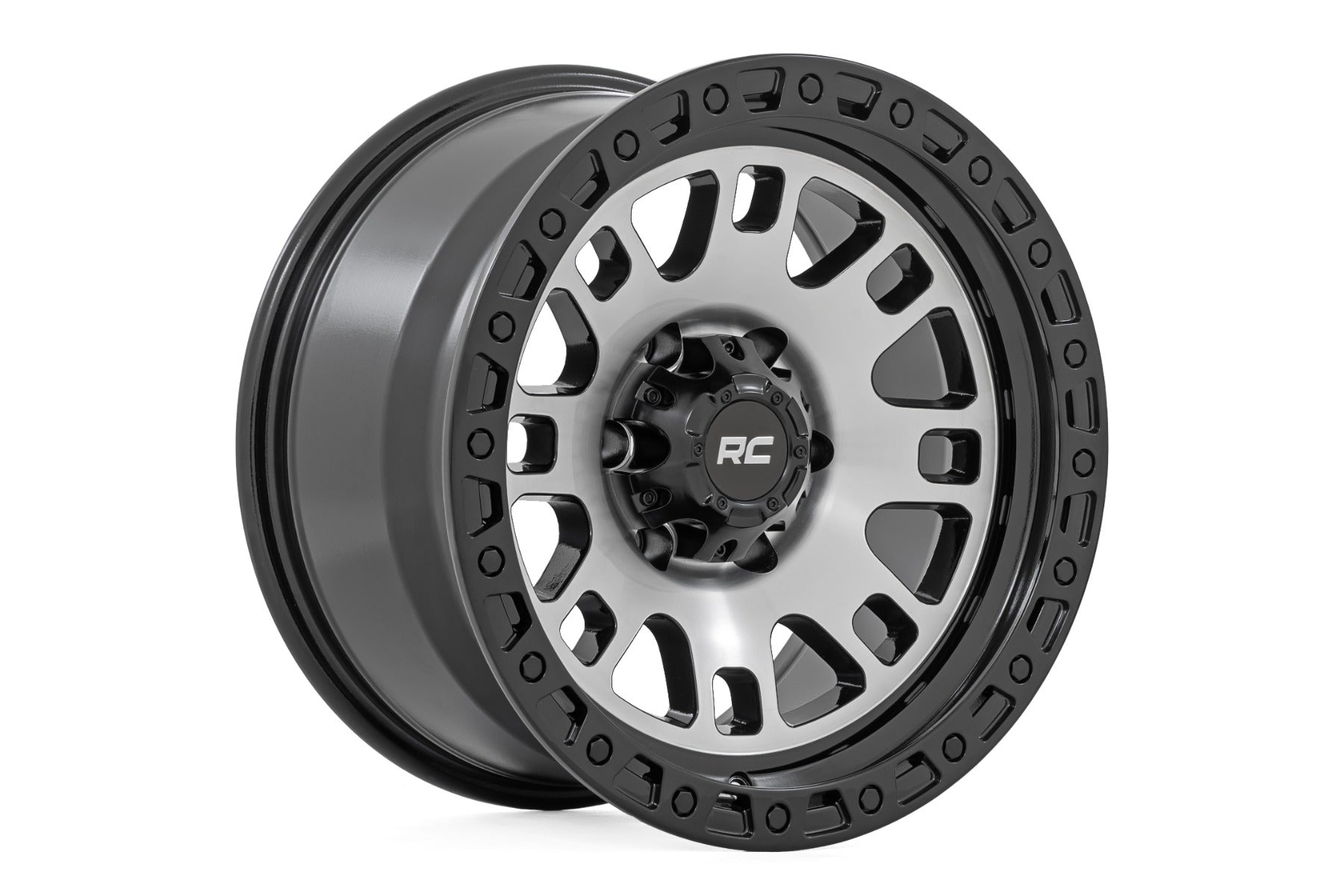 Rough Country 82 Series Wheel | One-Piece | Machined Semi Gloss Black | 17x9 | 6x5.5 | -12mm by Rough Country
