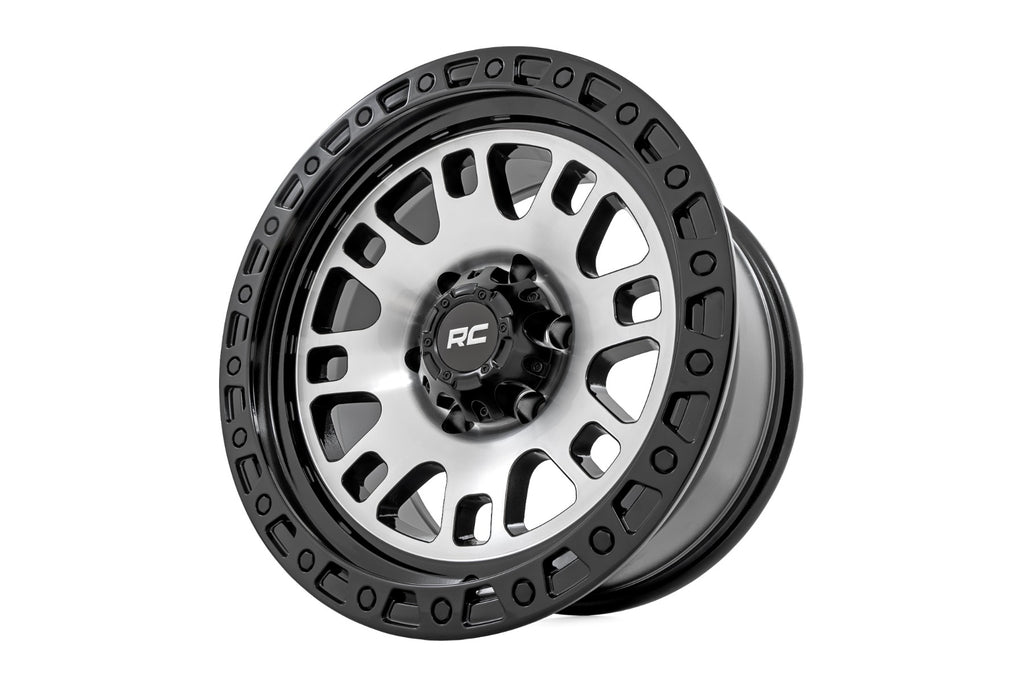 Rough Country 82 Series Wheel | One-Piece | Machined Semi Gloss Black | 17x9 | 6x5.5 | -12mm by Rough Country