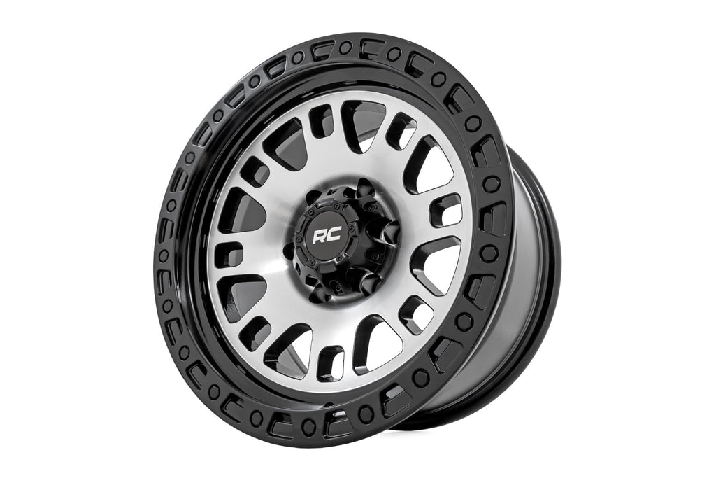 Rough Country 82 Series Wheel | One-Piece | Machined Semi Gloss Black | 17x9 | 5x5 | -12mm by Rough Country