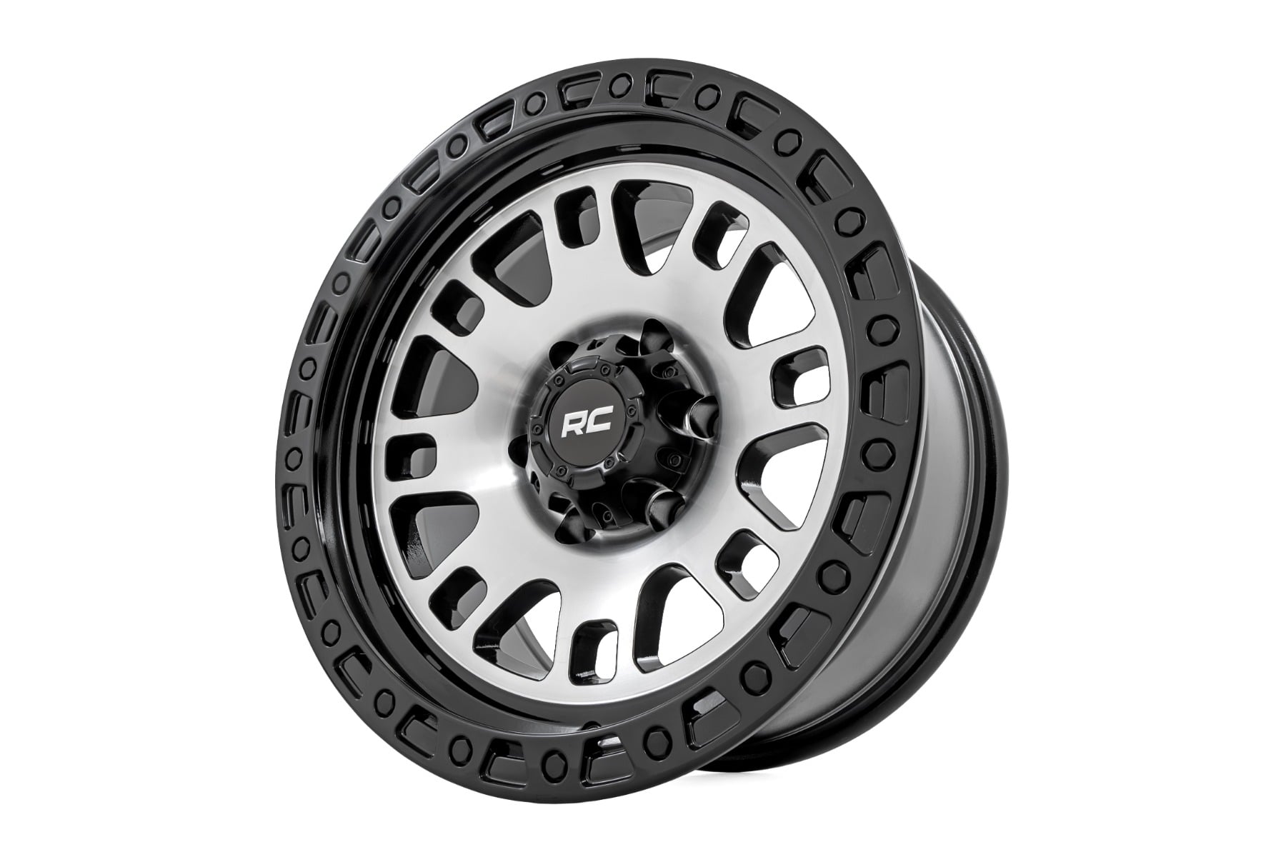 Rough Country 82 Series Wheel | One-Piece | Machined Semi Gloss Black | 17x9 | 5x5 | -12mm by Rough Country