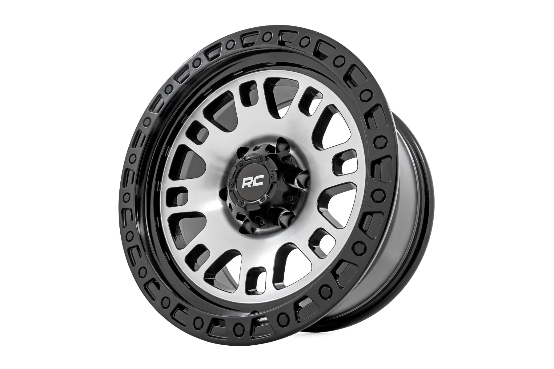 Rough Country 82 Series Wheel | One-Piece | Machined Semi Gloss Black | 18x9 | 6x5.5 | -12mm by Rough Country