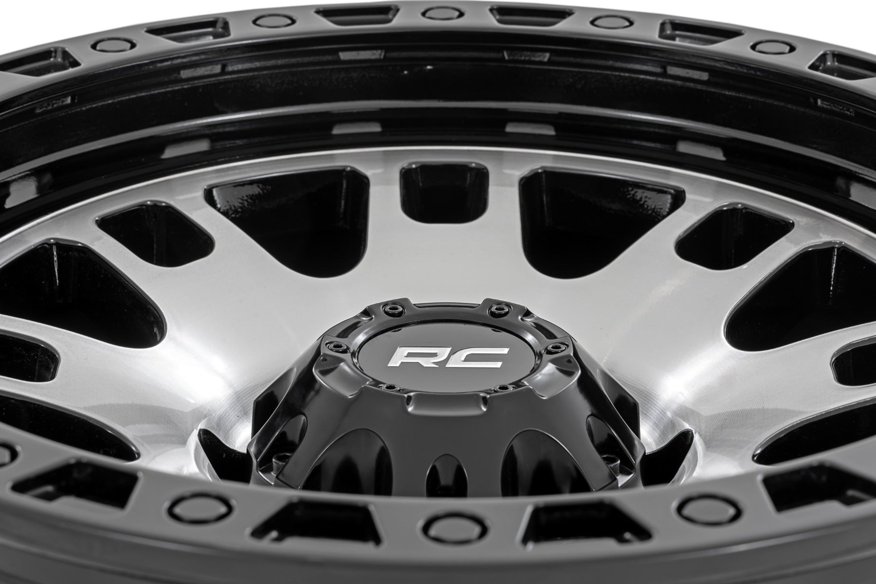 Rough Country 82 Series Wheel | One-Piece | Machined Semi Gloss Black | 17x9 | 6x5.5 | -12mm by Rough Country