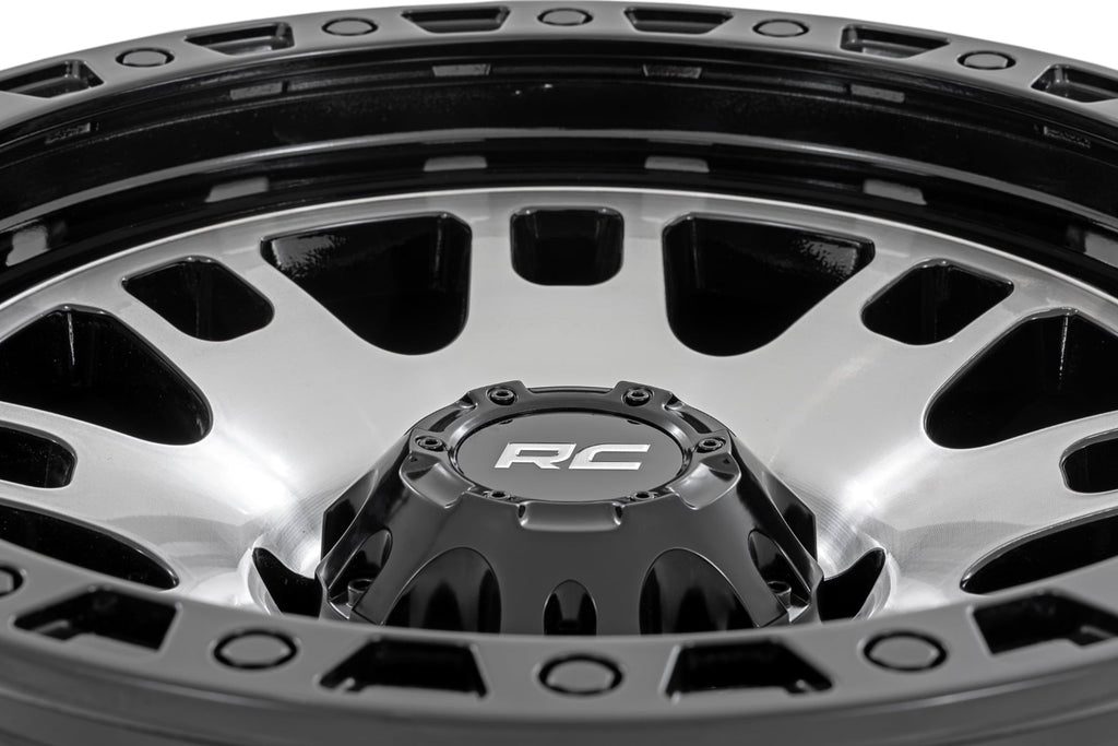 Rough Country 82 Series Wheel | One-Piece | Machined Semi Gloss Black | 17x9 | 5x5 | -12mm by Rough Country