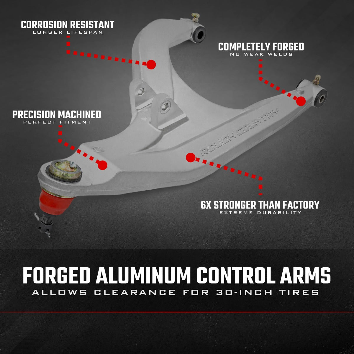Aluminum Control Arms | High Clearance w/ 2" Forward Offset | Polaris Ranger 1000XP by Rough Country