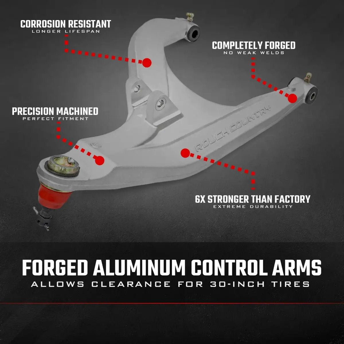 Aluminum Control Arms | High Clearance w/ 2" Forward Offset | Polaris Ranger 1000XP by Rough Country