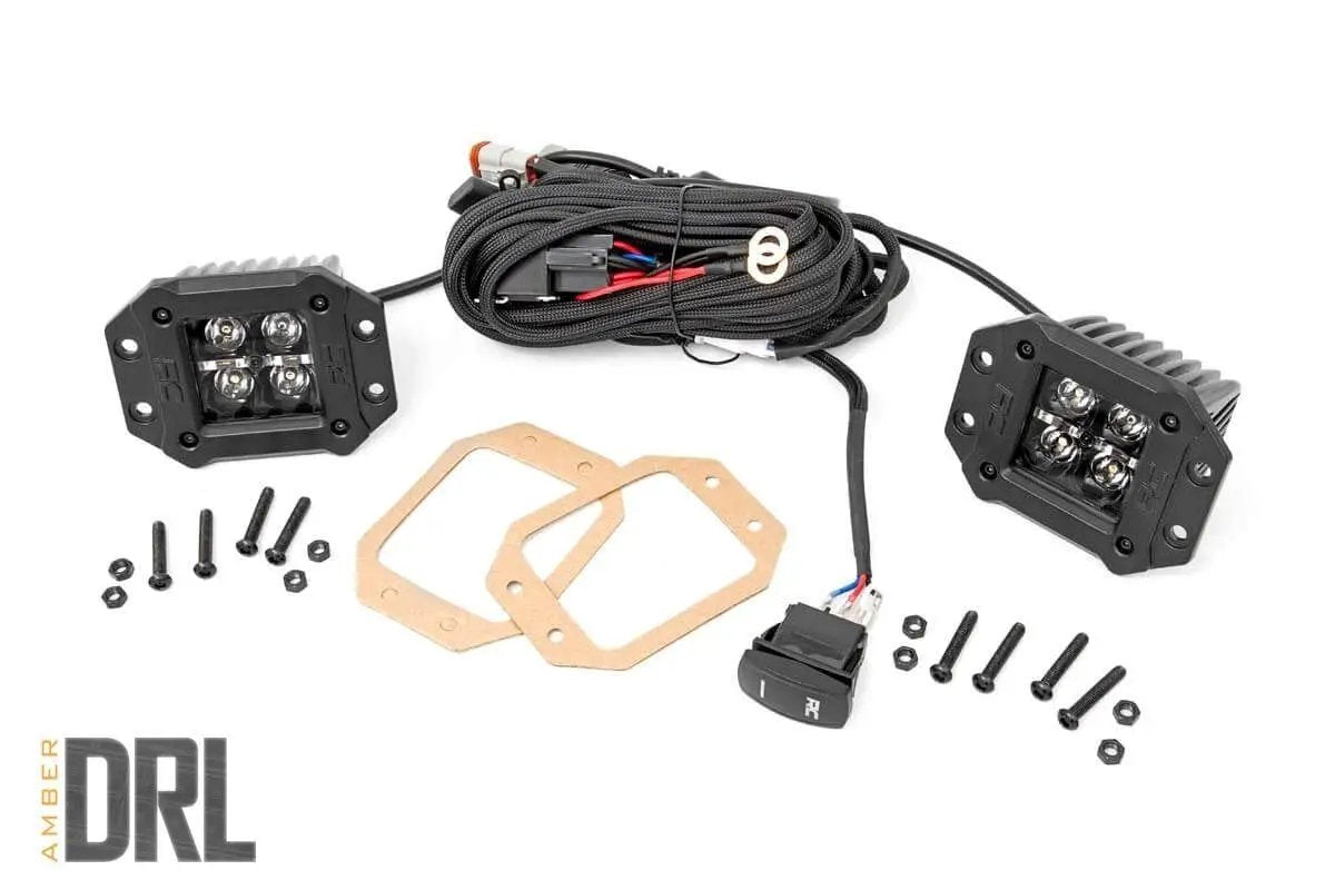 2 Inch Black Series LED Light Pods | Flush Mount | Amber DRL by Rough Country