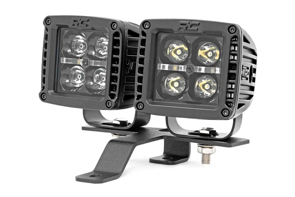 LED Light Kit | Quad | Cowl Mount | 2" Black | Amber DRL | Jeep Gladiator JT/Wrangler JL (18-26) by Rough Country