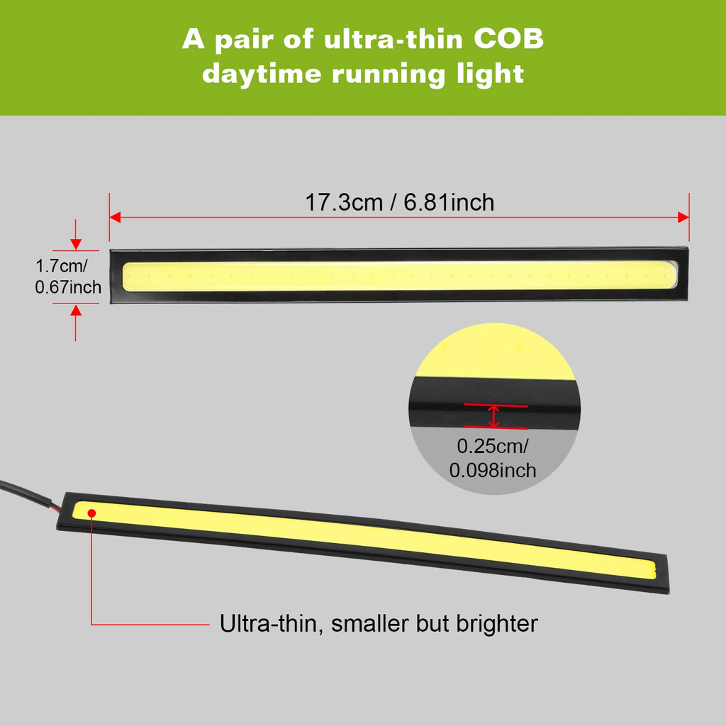 2 Pcs LED Daytime Running Lights COB DRL Fog Lights LED Strip IP45 Waterproof For 12V Car Interior Exterior Use by Nino Auto Repair