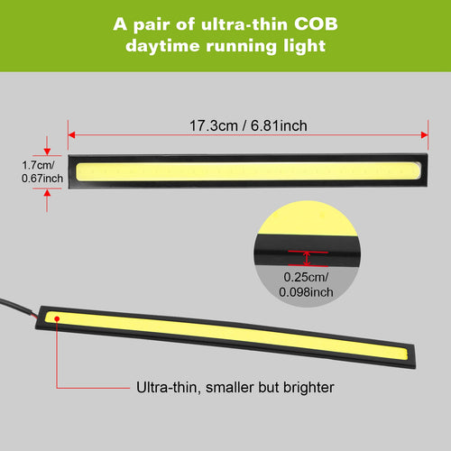 2 Pcs LED Daytime Running Lights COB DRL Fog Lights LED Strip IP45 Waterproof For 12V Car Interior Exterior Use by Nino Auto Repair