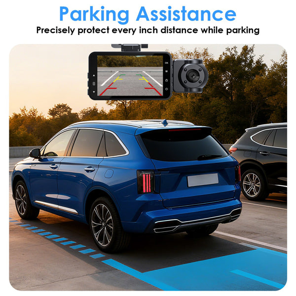3 Channel Dash Cam For Cars, 1080P Full HD Front Camera (140° Wide View) With 480P Interior & Rear Cameras, 360° Vehicle Protection, Picture-in-Picture Display For Collision Evidence by Nino Auto Repair