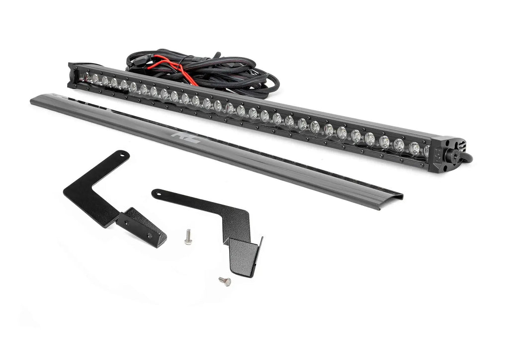 LED Light Kit | Lower Grille Mount | 30" Black Single Row | White DRL | Toyota Tacoma (16-23) by Rough Country
