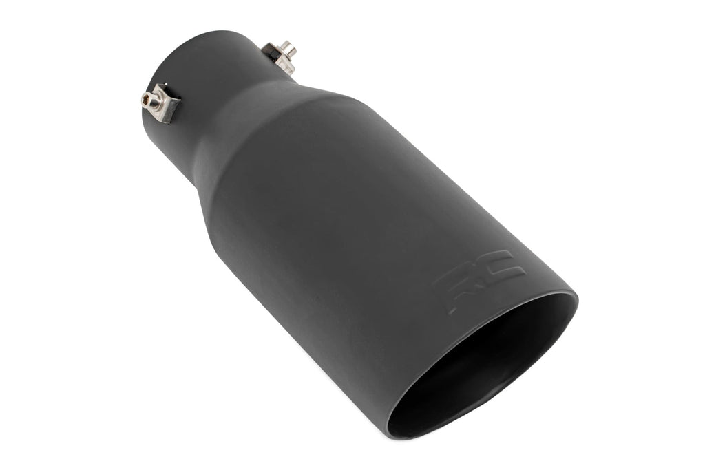 Exhaust Tip | Black | RC Logo | 2.5-3.125 Inch Pipe by Rough Country