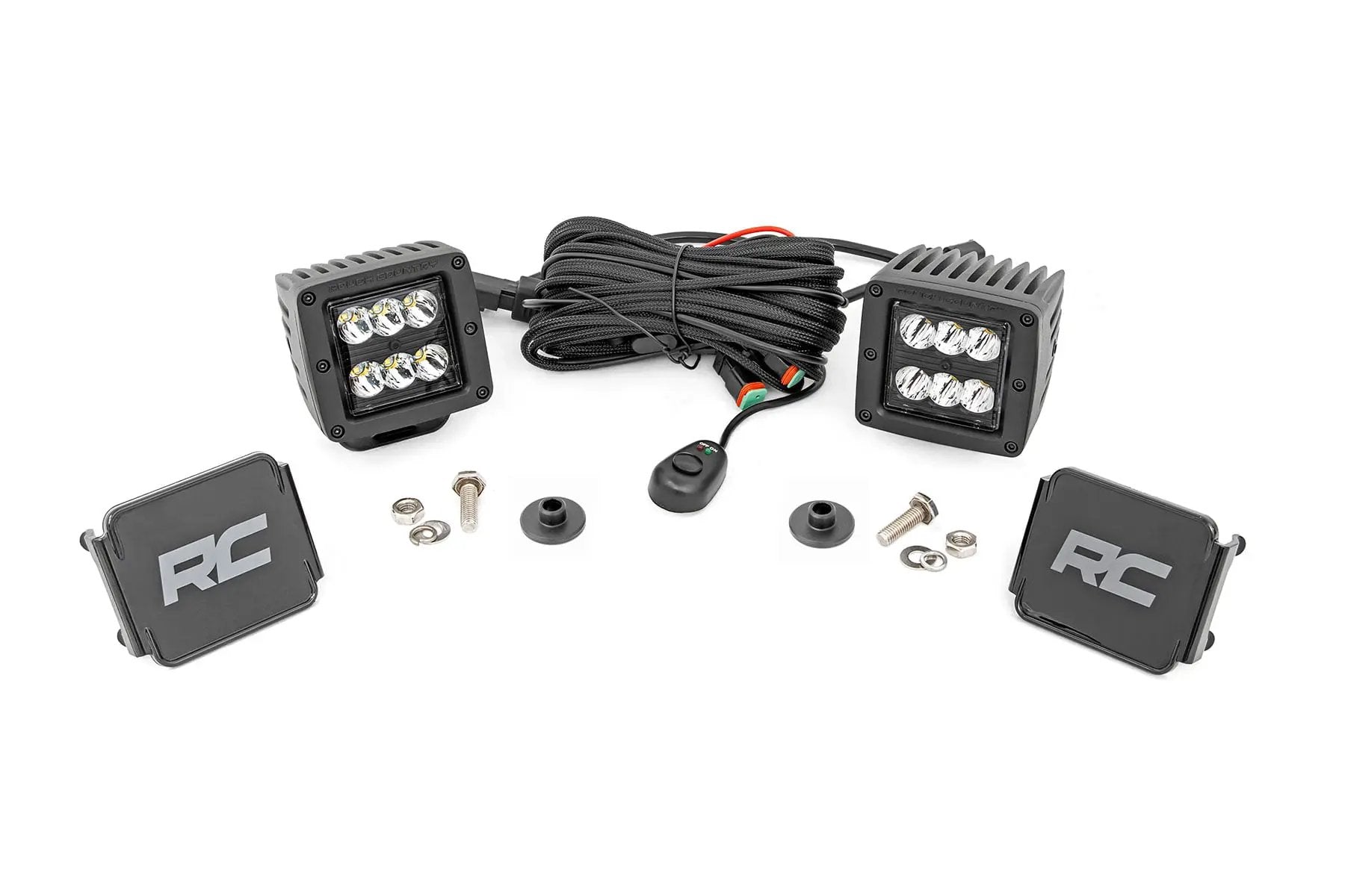 LED Light Kit | Ditch Mount | 2" Black Pair | Spot Pattern | Ford Bronco (21-26) by Rough Country