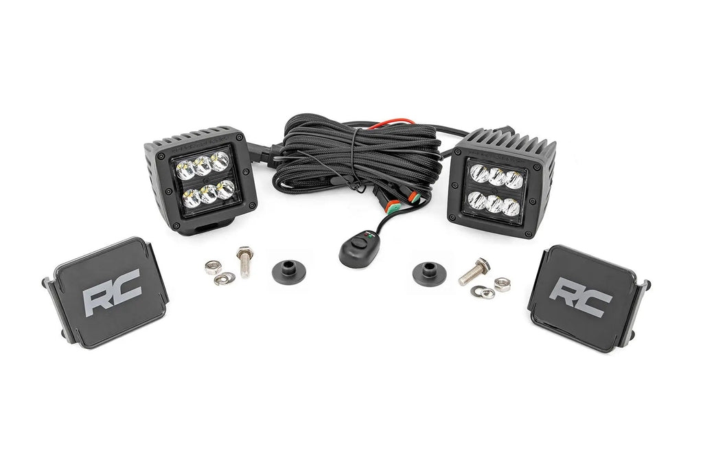 LED Light Kit | Ditch Mount | 2" Black Pair | Spot Pattern | Ford Bronco (21-26) by Rough Country