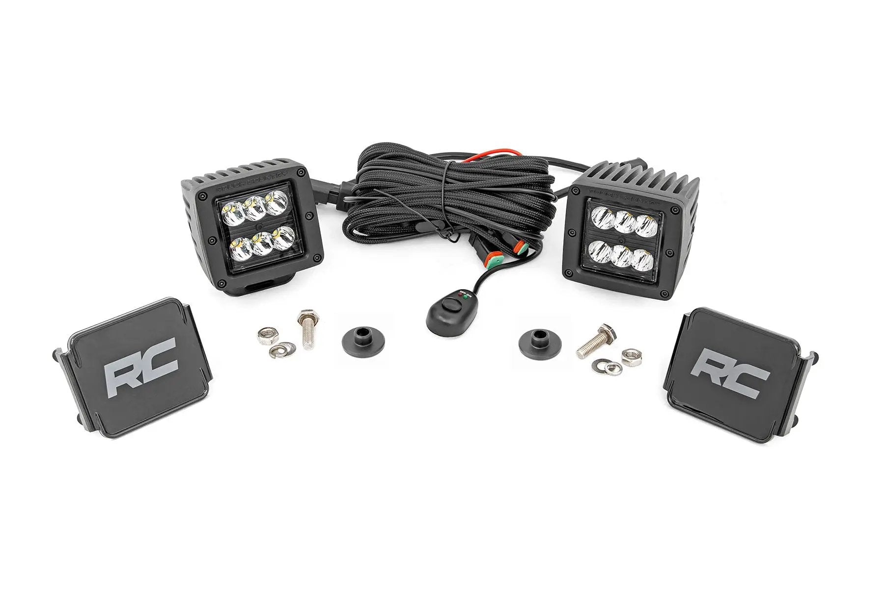 LED Light Kit | Ditch Mount | 2" Black Pair | Spot Pattern | Ford Bronco (21-26) by Rough Country