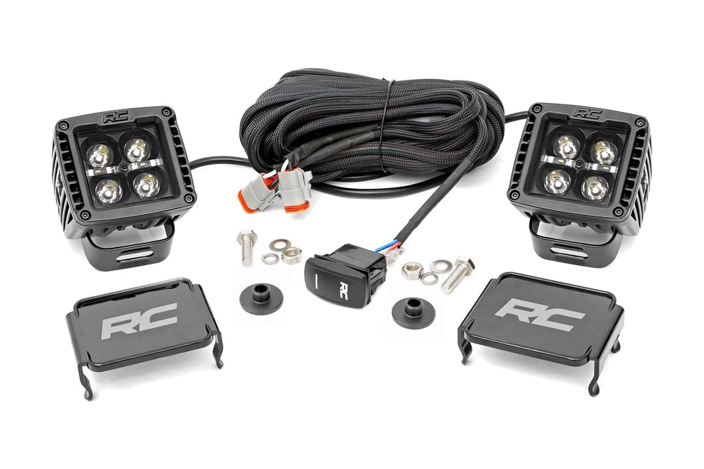 LED Light Kit | Ditch Mount | 2" Black Pair | Amber DRL | Ford Bronco (21-26) by Rough Country