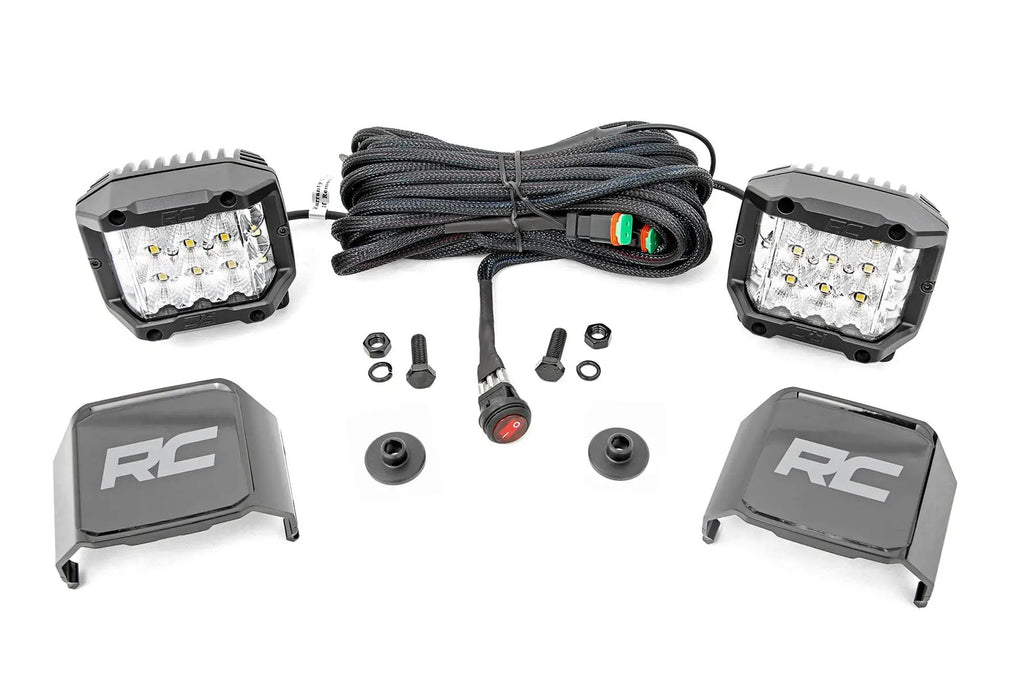 LED Light Kit | Ditch Mount | 2" Chrome Pair | Wide | Ford Bronco 4WD (21-26) by Rough Country