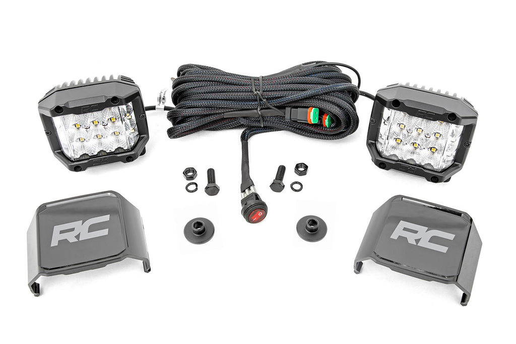 LED Light Kit | Ditch Mount | 2" Chrome Pair | Wide | Ford Bronco 4WD (21-26) by Rough Country