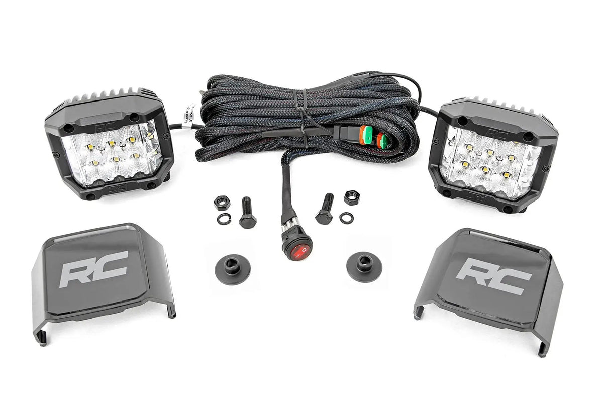LED Light Kit | Ditch Mount | 2" Chrome Pair | Wide | Ford Bronco 4WD (21-26) by Rough Country