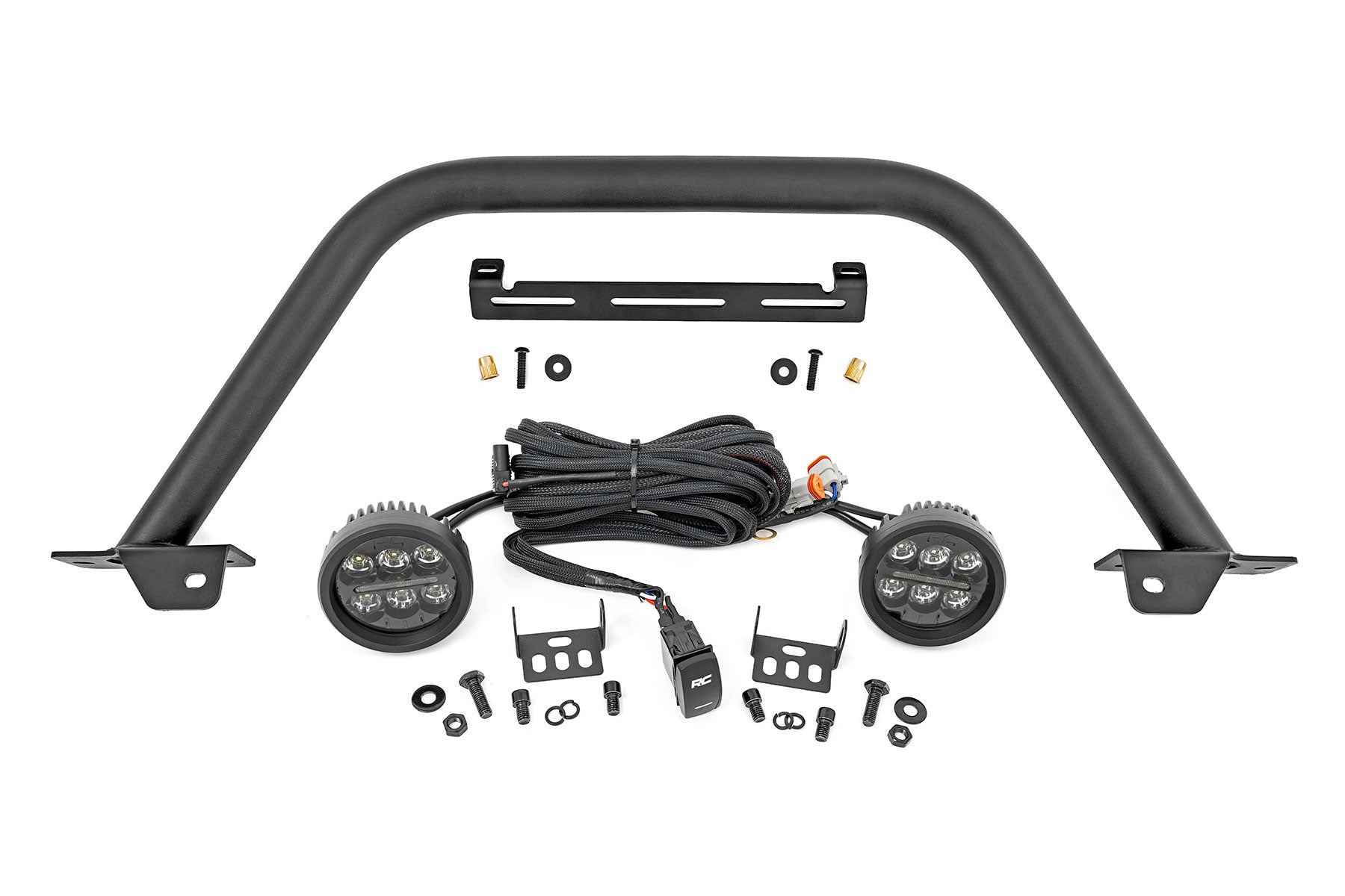 Safari Bar | 3.5" Round LED (Pair) | Black | Amber DRL | OE Modular Steel | Ford Bronco (21-26) by Rough Country