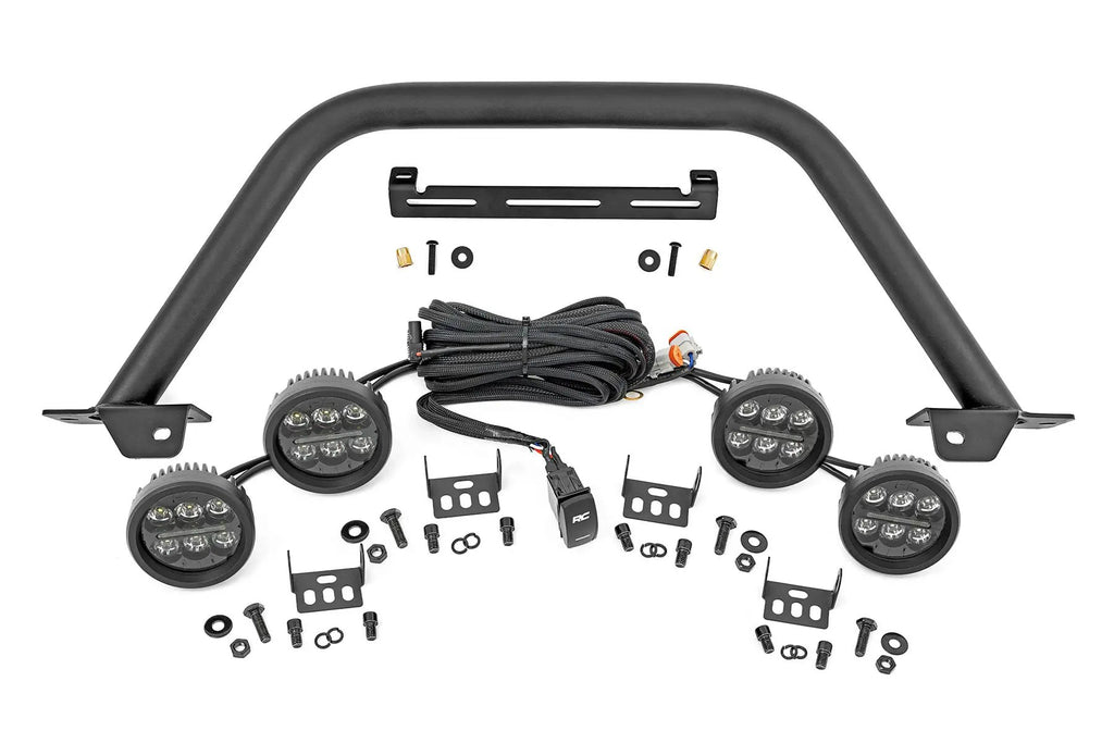 Safari Bar | 3.5" Round LED (Quad) | Black | Amber DRL | OE Modular Steel | Ford Bronco (21-26) by Rough Country