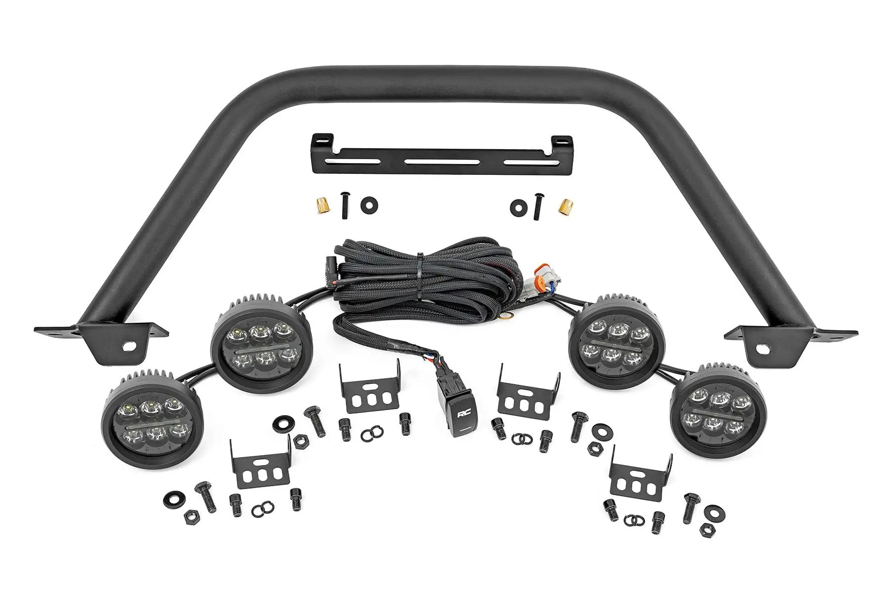 Safari Bar | 3.5" Round LED (Quad) | Black | Amber DRL | OE Modular Steel | Ford Bronco (21-26) by Rough Country