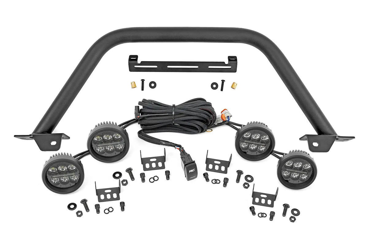 Safari Bar | 3.5" Round LED (Quad) | Black | Amber DRL | OE Modular Steel | Ford Bronco (21-26) by Rough Country