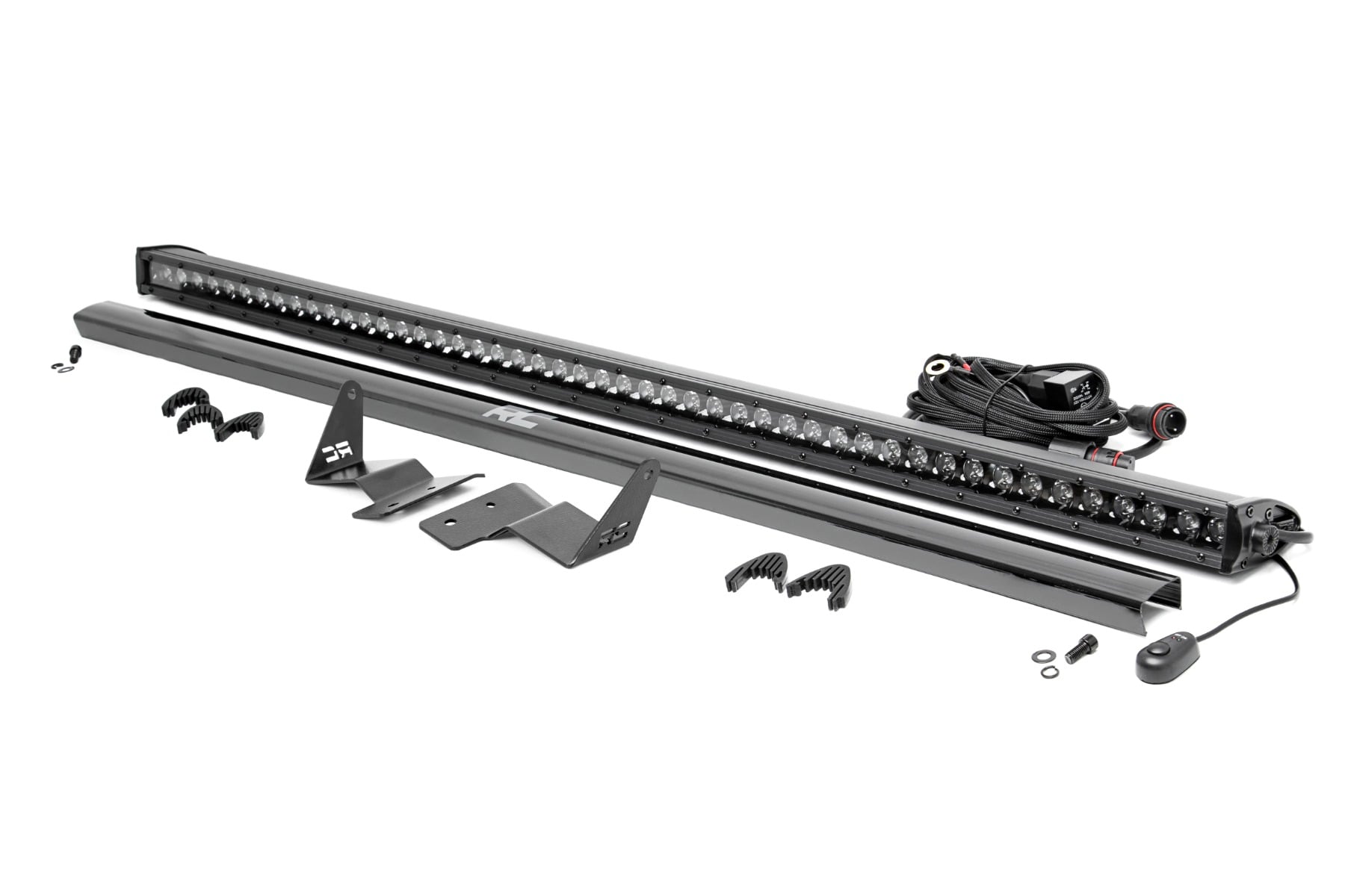 LED Light Kit | Upper Windshield | 50" Black Single Row | Ford Bronco (21-26) by Rough Country