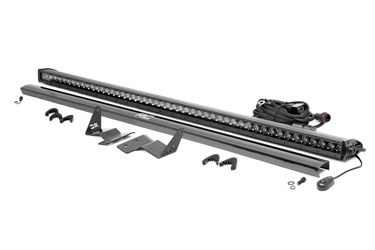 LED Light Kit | Upper Windshield | 50" Black Single Row | Ford Bronco (21-26) by Rough Country