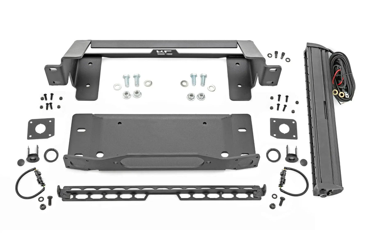 High Winch Mount | All Models | 20 Inch Black Single Row LED | DRL | Ford Bronco (21-26)