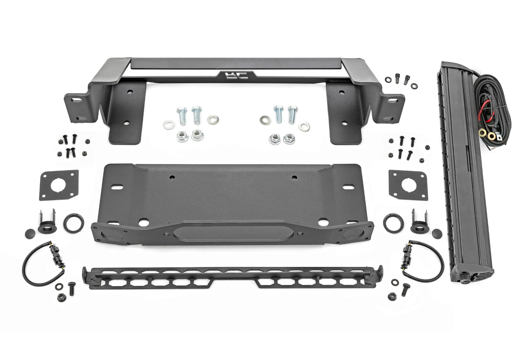 High Winch Mount | All Models | 20 Inch Black Single Row LED | Ford Bronco (21-26) by Rough Country