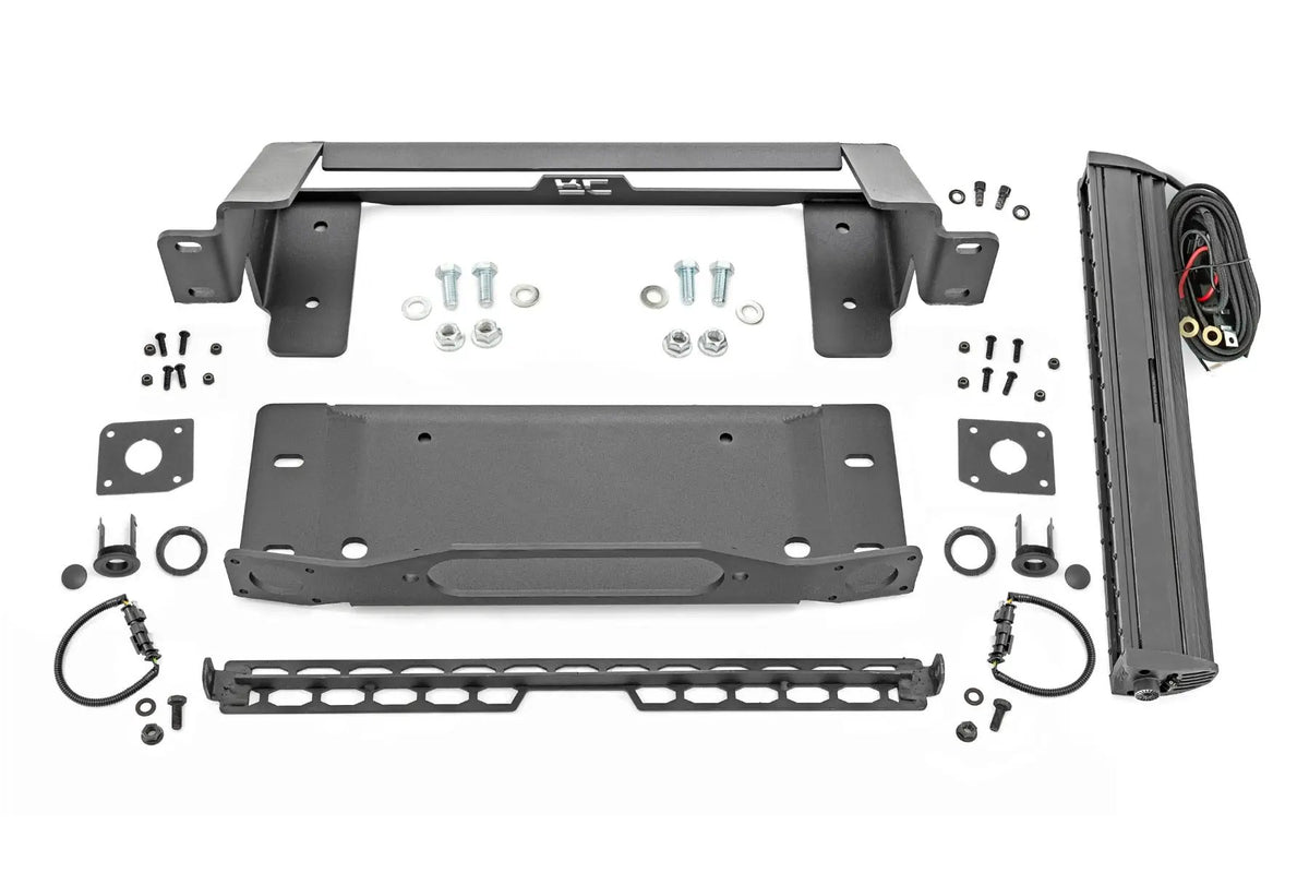 High Winch Mount | All Models | 20 Inch Black Single Row LED | Ford Bronco (21-26) by Rough Country