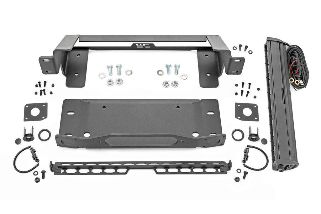 High Winch Mount | All Models | 20 Inch Black Single Row LED | Ford Bronco (21-26) by Rough Country