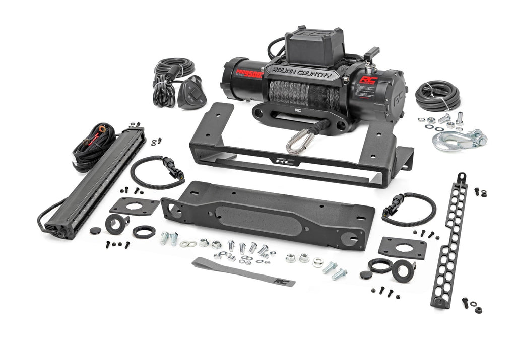 High Winch Mount | All Models | 9500S | 20 Inch Black Single Row LED | Ford Bronco (21-26) by Rough Country