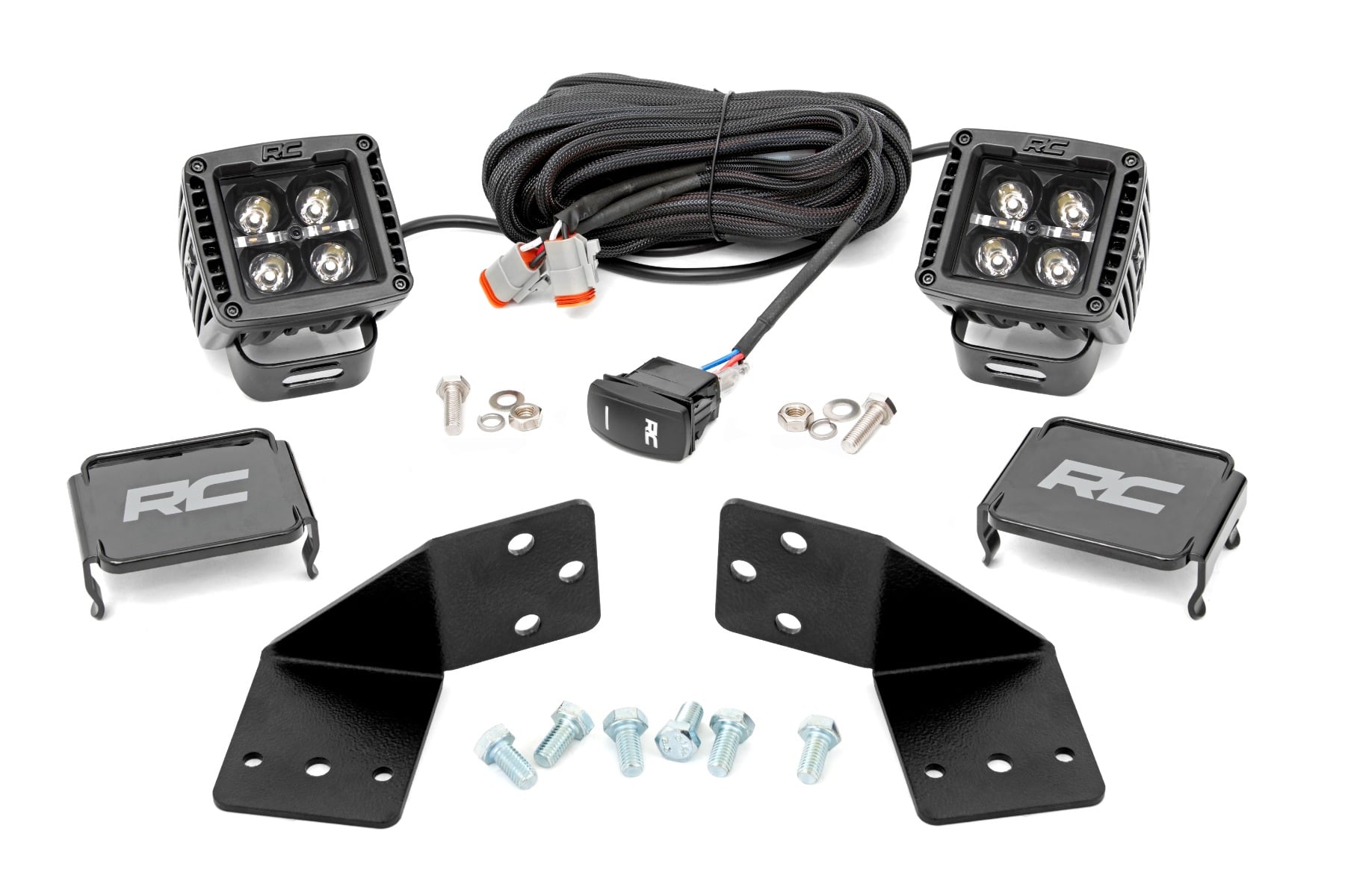 LED Light Kit | Rear Mount | 2" Black Pair | White DRL | CFMOTO UFORCE 1000 by Rough Country