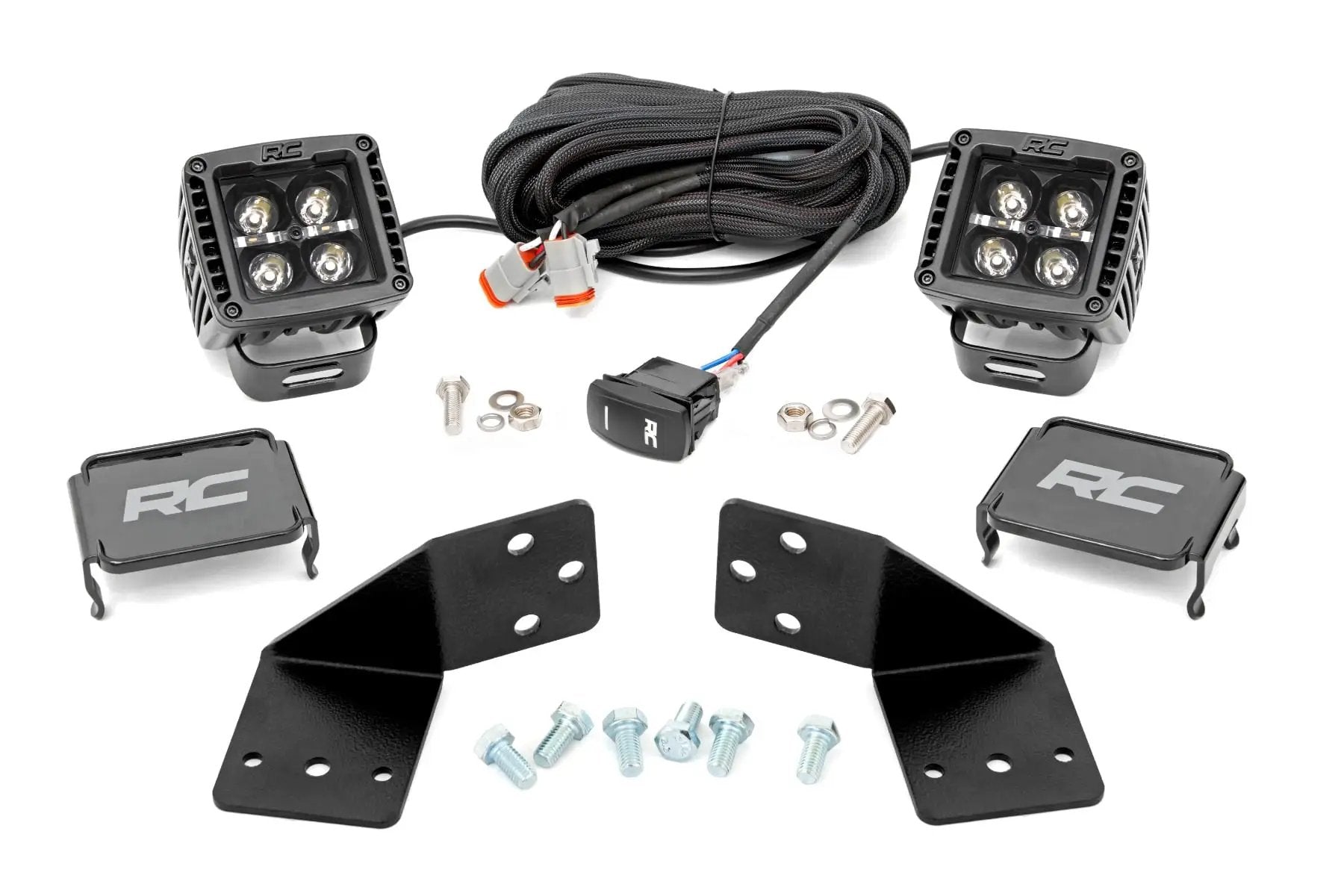 LED Light Kit | Rear Mount | 2" Black Pair | Amber DRL | CFMOTO UFORCE 1000 by Rough Country