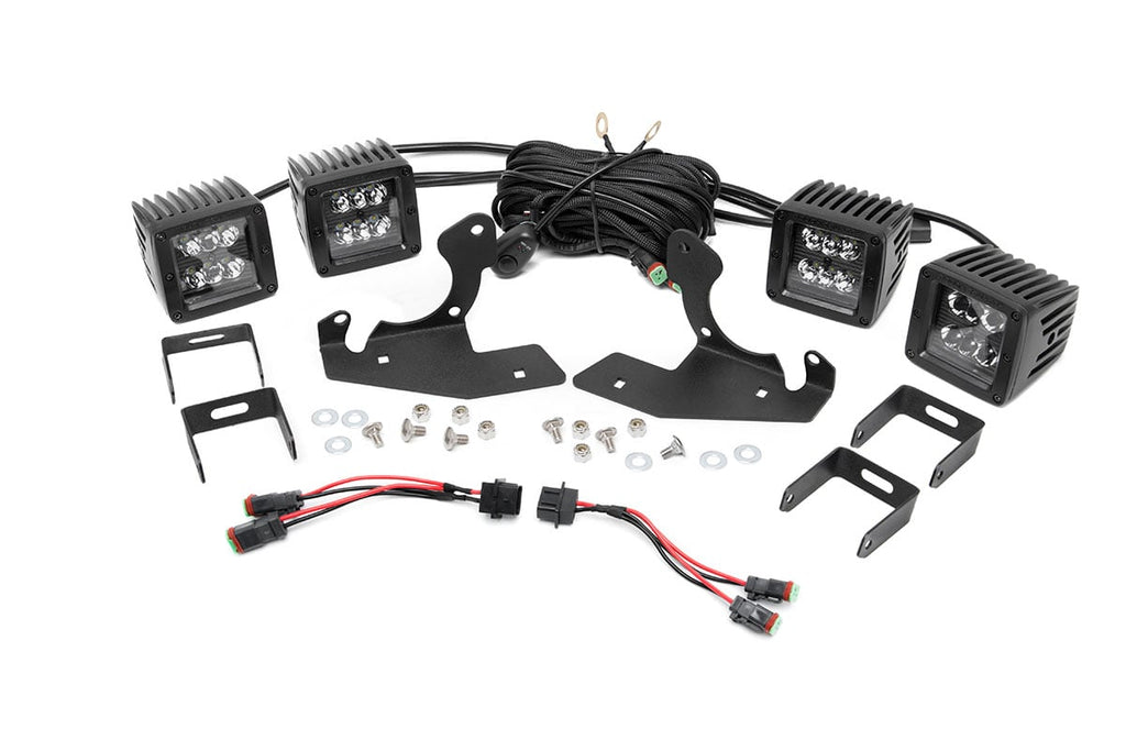 LED Light Kit | Fog Mount | Dual 2" Black Pair | Chevy Silverado 2500 HD/3500 HD (11-14) by Rough Country