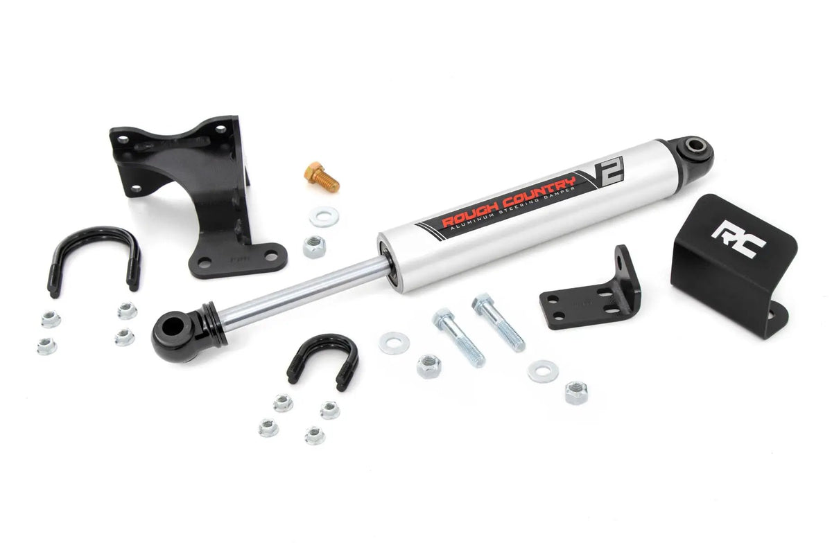 V2 Steering Stabilizer | Axle Bracket | 2-8 Inch Lift | Jeep Wrangler JK/Wrangler Unlimited (07-18) by Rough Country
